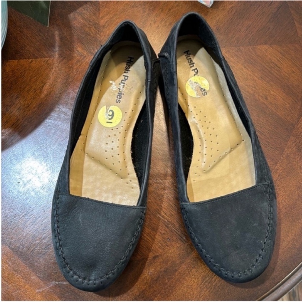 Hush Puppies Black Suede Slip-On Loafers